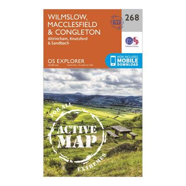 Orange Ordnance Survey Explorer Active 268 Wilmslow, Macclesfield & Congleton Map With Digital Version
