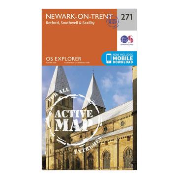 Orange Ordnance Survey Explorer Active 271 Newark-on-Trent Map With Digital Version