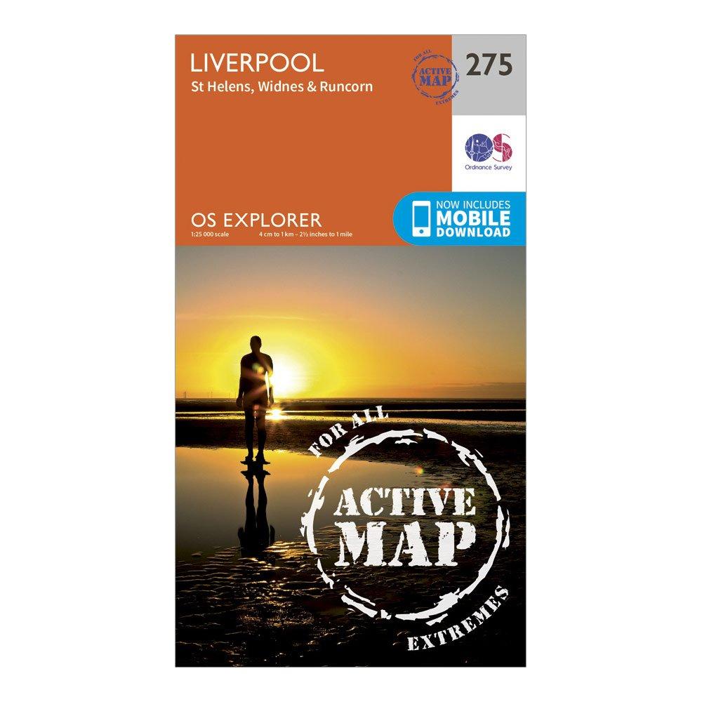 Image of Ordnance Survey Explorer Active 275 Liverpool, St Helens, Widnes & Runcorn Map With Digital Version - Orange, Orange