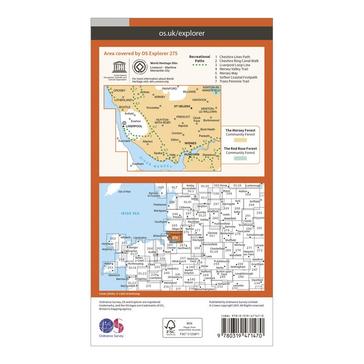 Orange Ordnance Survey Explorer Active 275 Liverpool, St Helens, Widnes & Runcorn Map With Digital Version