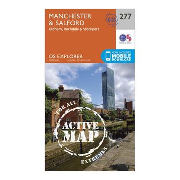 Orange Ordnance Survey Explorer Active 277 Manchester & Salford Map With Digital Version