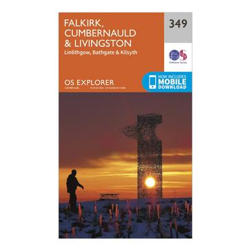 Orange Ordnance Survey Explorer 349 Falkirk, Cumbernauld & Livingston Map With Digital Version