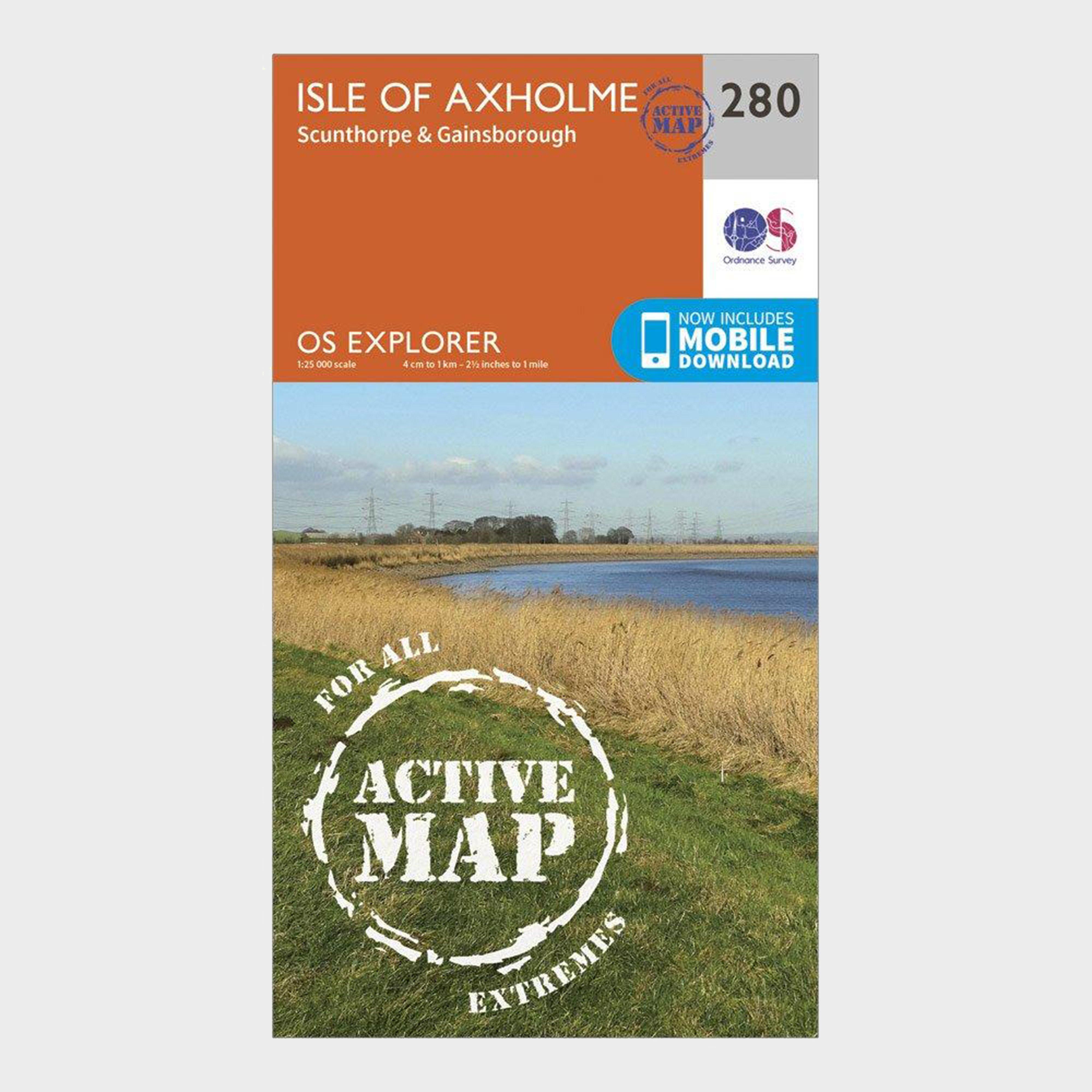 Image of Ordnance Survey Explorer Active 280 Isle Of Axholme, Scunthorpe & Gainsborough Map With Digital Version - Orange, Orange