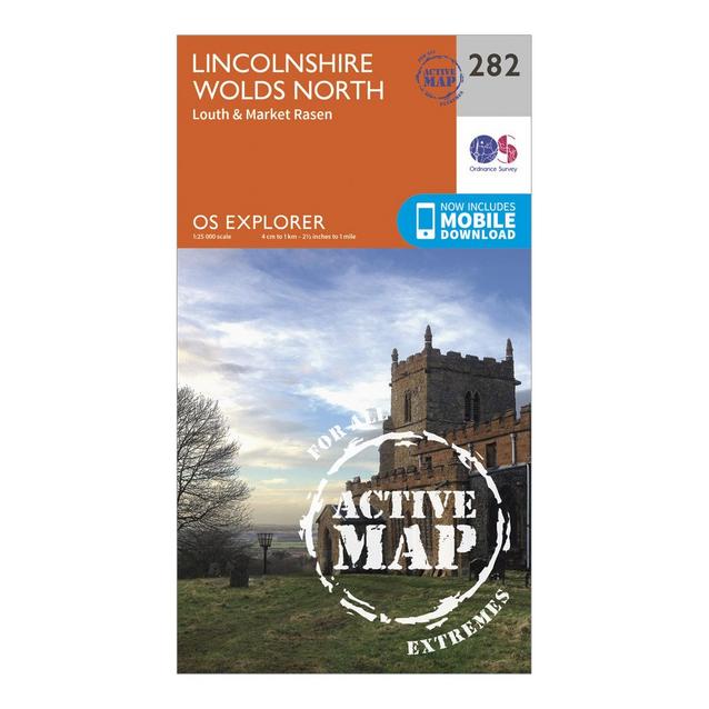 Orange Ordnance Survey Explorer Active 282 Lincolnshire Wolds North Map With Digital Version image 1