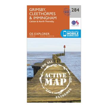 Orange Ordnance Survey Explorer Active 284 Grimsby, Cleethorpes & Immingham Map With Digital Version