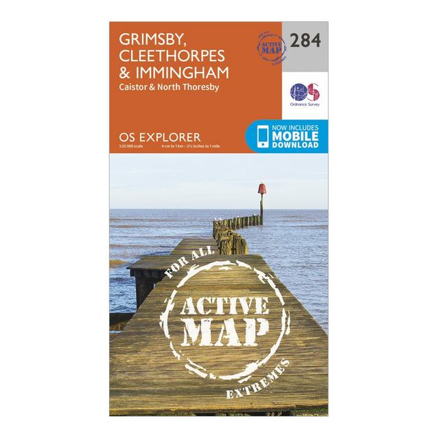 Orange Ordnance Survey Explorer Active 284 Grimsby, Cleethorpes & Immingham Map With Digital Version image 1