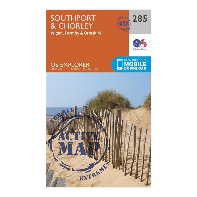 Orange Ordnance Survey Explorer Active 285 Southport & Chorley Map With Digital Version image 1
