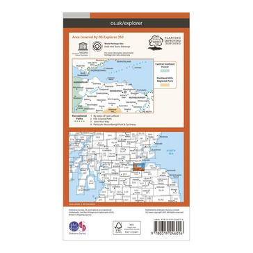 Orange Ordnance Survey Explorer 350 Edinburgh Map With Digital Version