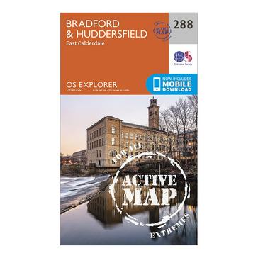 Orange Ordnance Survey Explorer Active 288 Bradford & Huddersfield Map With Digital Version