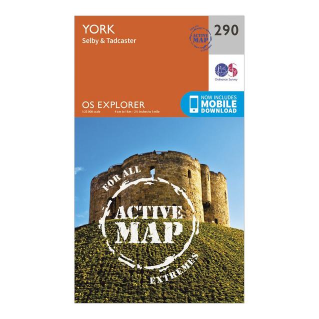 Orange Ordnance Survey Explorer Active 290 York Map With Digital Version image 1