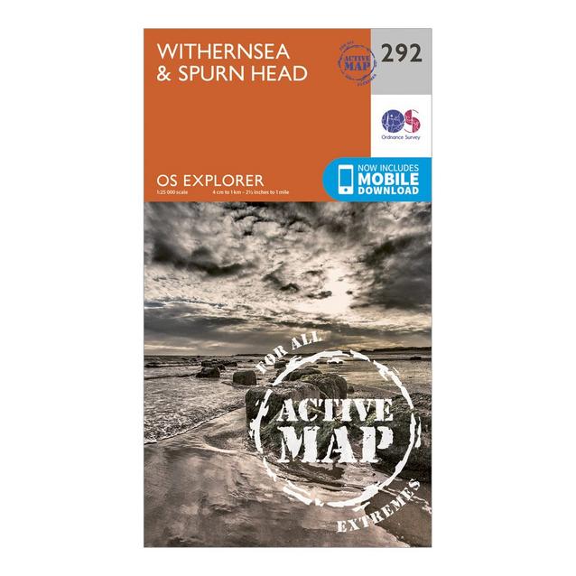 Orange Ordnance Survey Explorer Active 292 Withernsea & Spurn Head Map With Digital Version image 1