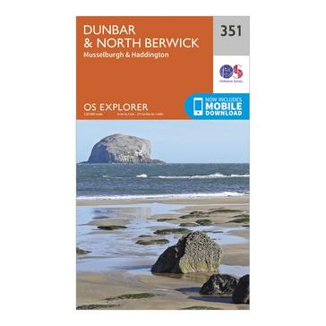 Orange Ordnance Survey Explorer 351 Dunbar & North Berwick Map With Digital Version
