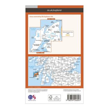 Orange Ordnance Survey Explorer 353 Islay North Map With Digital Version
