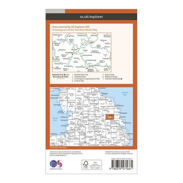 Orange Ordnance Survey Explorer Active 294 Market Weighton & Yorkshire Wolds Central Map With Digital Version