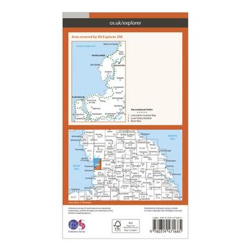 Orange Ordnance Survey Explorer Active 296 Lancaster, Morecambe & Fleetwood Map With Digital Version