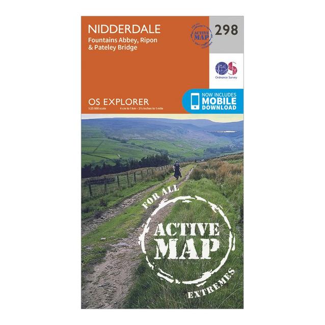 Orange Ordnance Survey Explorer Active 298 Nidderdale Map With Digital Version image 1