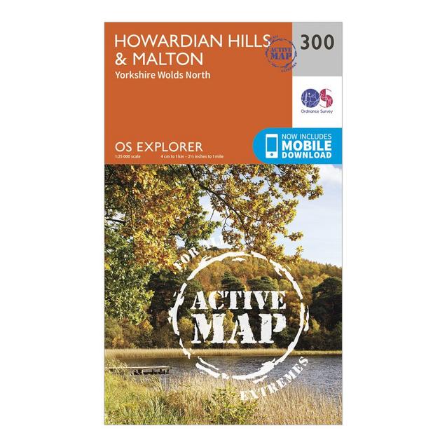 Orange Ordnance Survey Explorer Active 300 Howardian Hills & Malton Map With Digital Version image 1