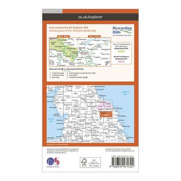 Orange Ordnance Survey Explorer Active 300 Howardian Hills & Malton Map With Digital Version