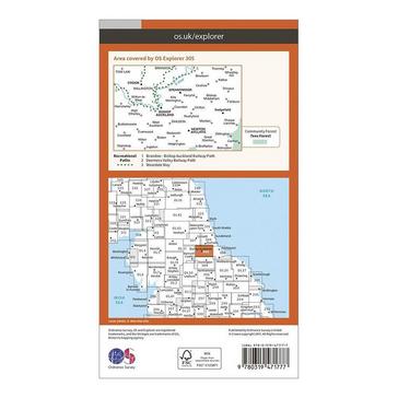 Orange Ordnance Survey Explorer Active 305 Bishop Auckland Map With Digital Version