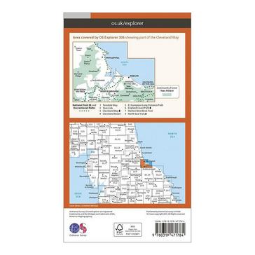 Orange Ordnance Survey Explorer 306 Middlesbrough & Hartlepool Active Map