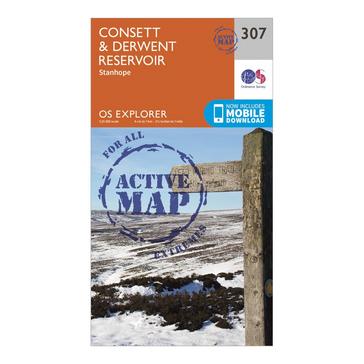 Orange Ordnance Survey Explorer Active 307 Consett & Derwent Reservoir Map With Digital Version