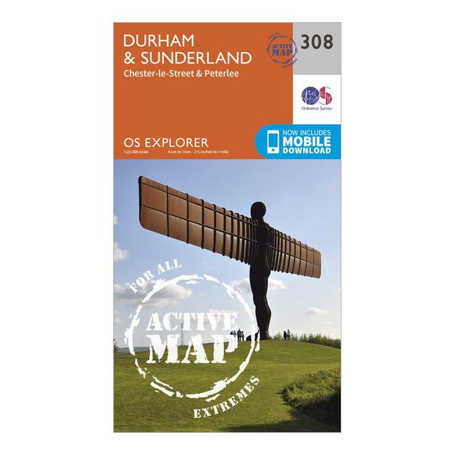 N/A Ordnance Survey Explorer Active 308 Durham & Sunderland Map With Digital Version image 1