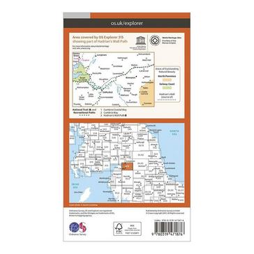 Orange Ordnance Survey Explorer Active 315 Carlisle Map With Digital Version