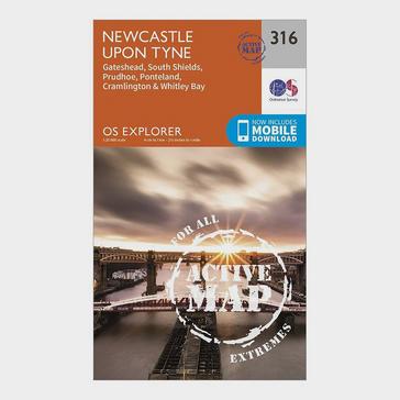 Orange Ordnance Survey Explorer Active 316 Newcastle upon Tyne Map With Digital Version