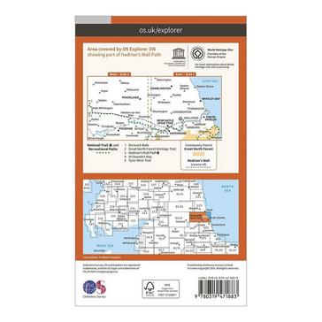N/A Ordnance Survey Explorer Active 316 Newcastle upon Tyne Map With Digital Version