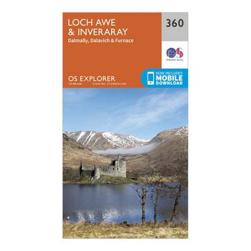 Orange Ordnance Survey Explorer 360 Loch Awe & Inverarary Map With Digital Version