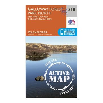 Orange Ordnance Survey Explorer Active 318 Galloway Forest Park North Map With Digital Version