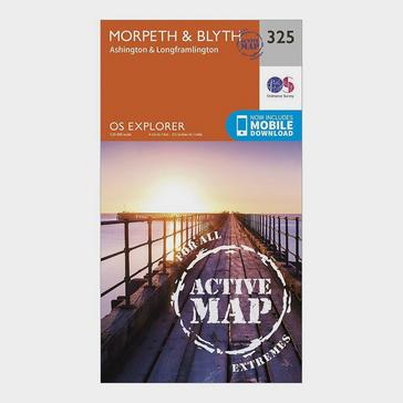 Orange Ordnance Survey Explorer Active 325 Morpeth & Blyth Map With Digital Version