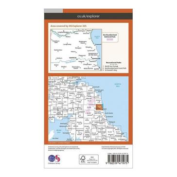 Orange Ordnance Survey Explorer Active 325 Morpeth & Blyth Map With Digital Version