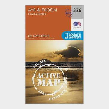 Orange Ordnance Survey Explorer Active 326 Ayr & Troon Map With Digital Version