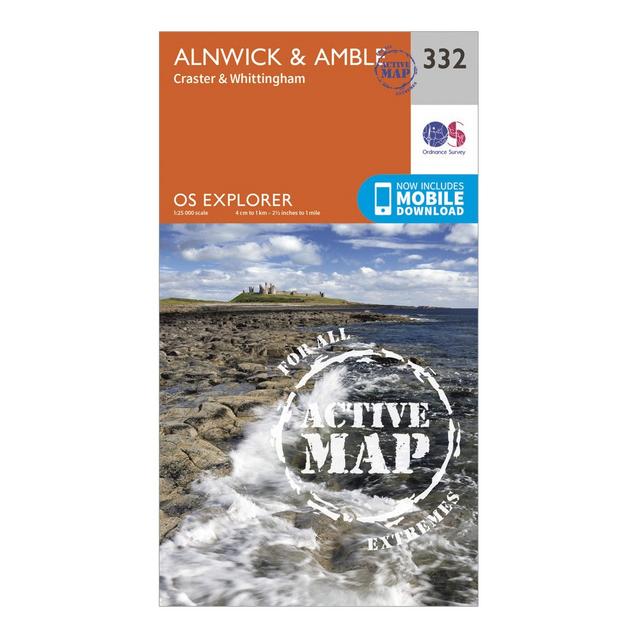N/A Ordnance Survey Explorer Active 332 Alnwick & Amble Map With Digital Version image 1