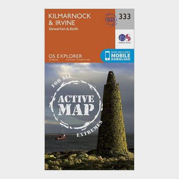 Orange Ordnance Survey Explorer Active 333 Kilmarnock & Irvine Map With Digital Version