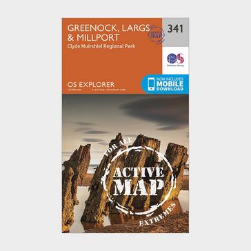 Orange Ordnance Survey Explorer Active 341 Greenoch, Largs & Millport Map With Digital Version
