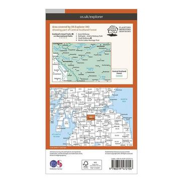 Orange Ordnance Survey Explorer Active 343 Motherwell & Coatbridge Map With Digital Version