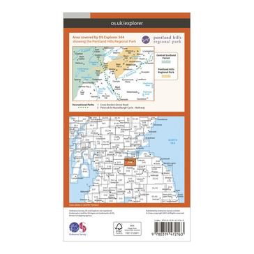 Orange Ordnance Survey Explorer Active 344 Pentland Hills Map With Digital Version