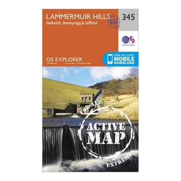 Orange Ordnance Survey Explorer Active 345 Lammermuir Hills Map With Digital Version