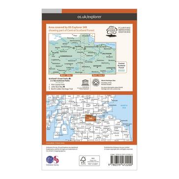 Orange Ordnance Survey Explorer Active 349 Falkirk, Cumbernauld & Livingston Map With Digital Version