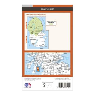 Orange Ordnance Survey Explorer 361 Isle of Arran Map With Digital Version