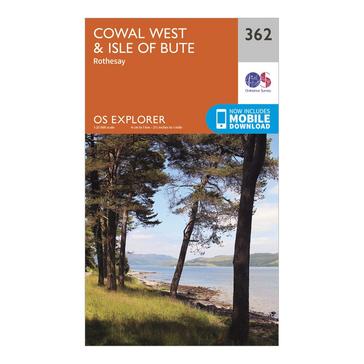 Orange Ordnance Survey Explorer 362 Cowal West & Isle of Bute Map With Digital Version