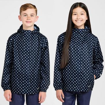 Navy Peter Storm Kids Packable Waterproof Jacket Navy/White Polka Dot