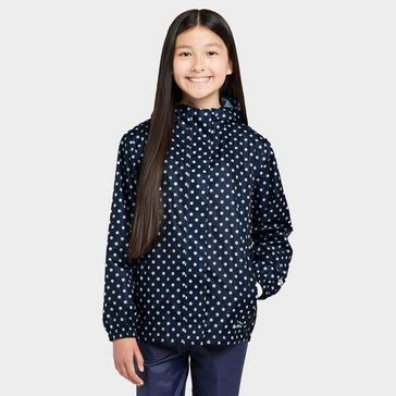 Navy Peter Storm Kids Packable Waterproof Jacket Navy/White Polka Dot