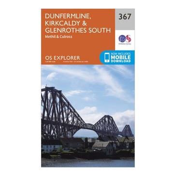 Orange Ordnance Survey Explorer 367 Dunfermline, Kirkcaldy & Glenrothes South Map With Digital Version