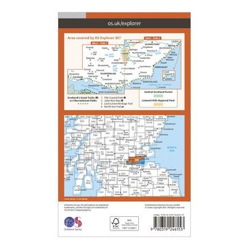 Orange Ordnance Survey Explorer 367 Dunfermline, Kirkcaldy & Glenrothes South Map With Digital Version