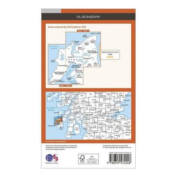 Orange Ordnance Survey Explorer Active 353 Islay North Map With Digital Version