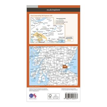 Orange Ordnance Survey Explorer 370 Glenrothes North, Falkland & Lomond Hills Map With Digital Version