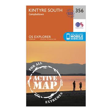 Orange Ordnance Survey Explorer Active 356 Kintyre South Campeltown Map With Digital Version